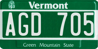 VT license plate AGD705