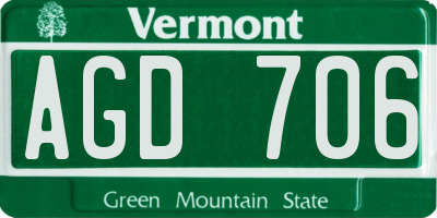 VT license plate AGD706