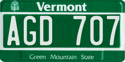VT license plate AGD707