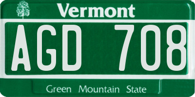 VT license plate AGD708