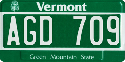 VT license plate AGD709