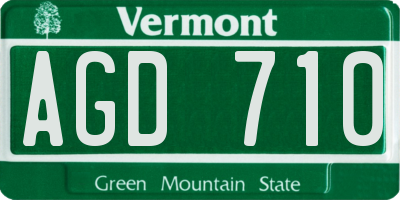 VT license plate AGD710