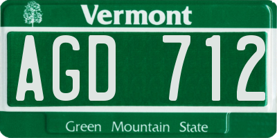 VT license plate AGD712