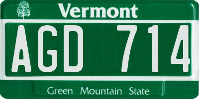 VT license plate AGD714