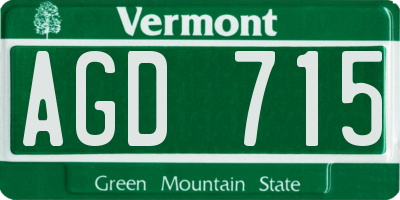 VT license plate AGD715