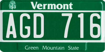 VT license plate AGD716