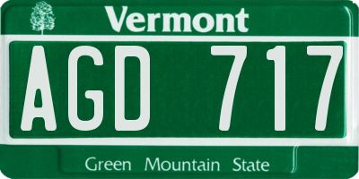 VT license plate AGD717