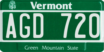 VT license plate AGD720