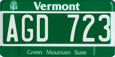 VT license plate AGD723