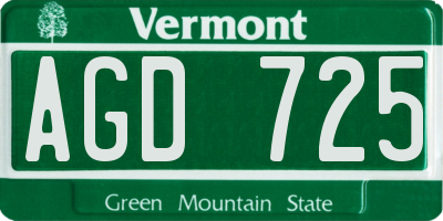VT license plate AGD725