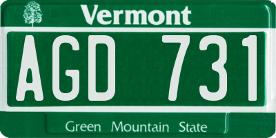 VT license plate AGD731