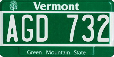 VT license plate AGD732