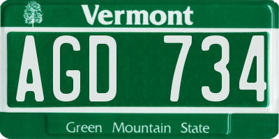 VT license plate AGD734