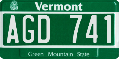 VT license plate AGD741