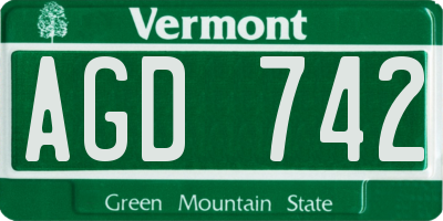 VT license plate AGD742