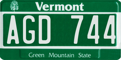 VT license plate AGD744