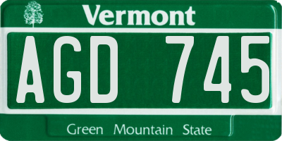 VT license plate AGD745
