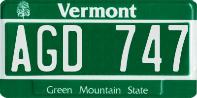 VT license plate AGD747