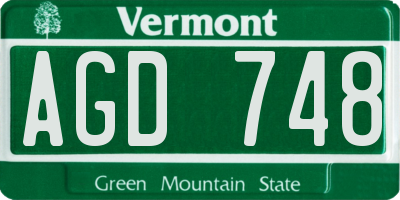 VT license plate AGD748