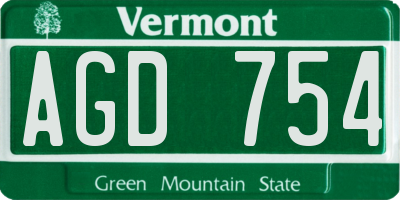 VT license plate AGD754