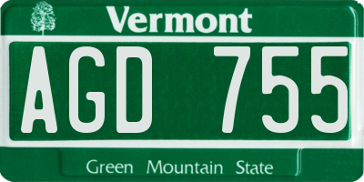 VT license plate AGD755