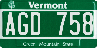 VT license plate AGD758