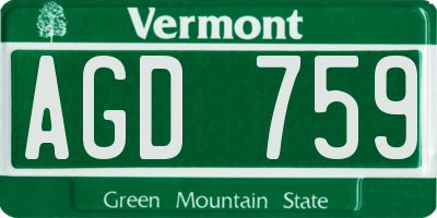 VT license plate AGD759
