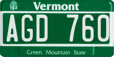 VT license plate AGD760