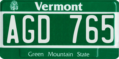 VT license plate AGD765