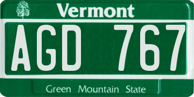 VT license plate AGD767