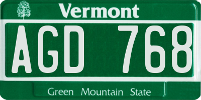 VT license plate AGD768