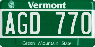 VT license plate AGD770