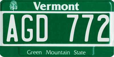 VT license plate AGD772