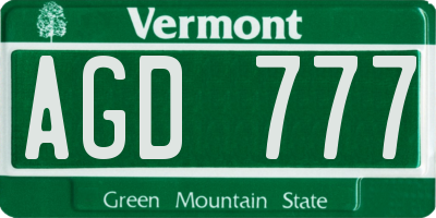 VT license plate AGD777