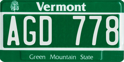 VT license plate AGD778