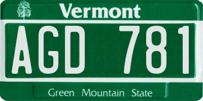 VT license plate AGD781