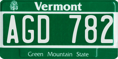 VT license plate AGD782