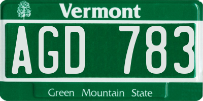 VT license plate AGD783