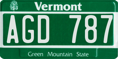 VT license plate AGD787