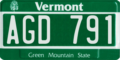 VT license plate AGD791