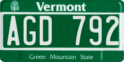 VT license plate AGD792