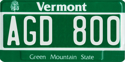 VT license plate AGD800