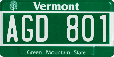VT license plate AGD801