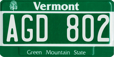 VT license plate AGD802