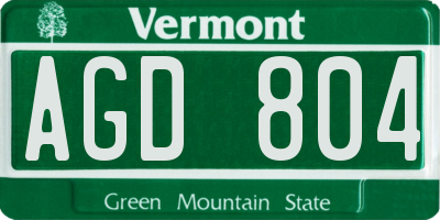 VT license plate AGD804