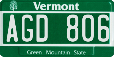 VT license plate AGD806