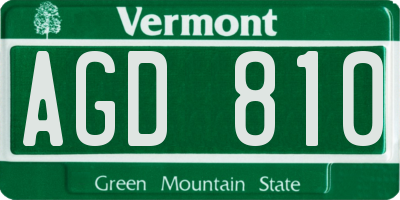 VT license plate AGD810