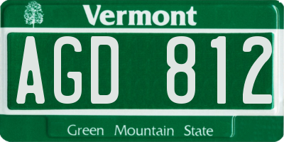 VT license plate AGD812