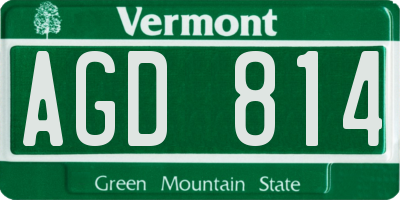 VT license plate AGD814
