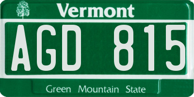 VT license plate AGD815